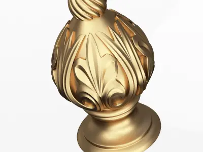 Carved Finial Knob 04 Low-poly 3D model