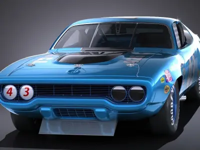 Plymouth Roadrunner NASCAR Richard Petty 1971 3D model