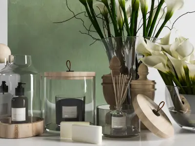 Calla Lily Decoration Set and Aromatherapy Accessories 3D model