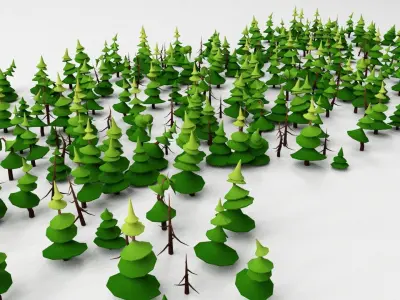 Low-poly Tree Set forest Free low-poly 3D model