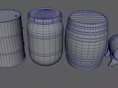 Barrels Pack - Game Ready Low-poly 3D model