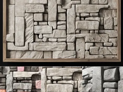 Stone rock panel frame n1 3D model