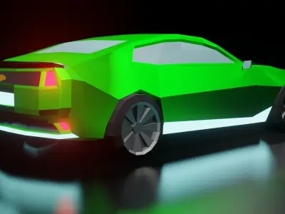 Low Poly Car With Glossy Green 3D model