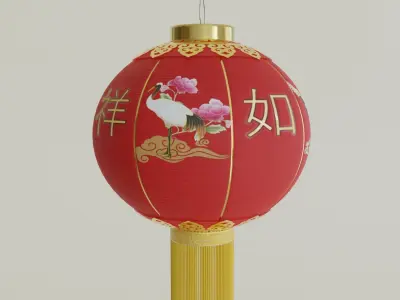 ChineseRedLatern02 Low-poly 3D model