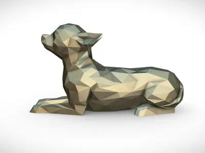 Chihuahua figure low poly 3D print model