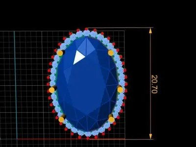 luxury oval shape locket set 3d printable model 3D print model