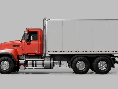 Generic American Truck With Closed Trailer 3D model