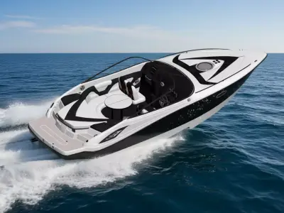 Luxury Bowrider Speedboat Black and White 3D model  3D model
