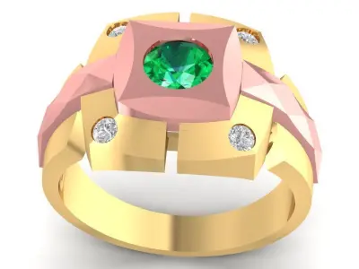 Two Tone Geometric Gemstone Ring for Men 2920  3D print model
