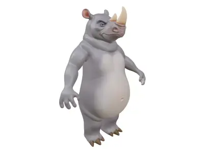 Rhino Cartoon Low-poly 3D model
