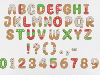 Gingerbread Christmas Cookie Alphabet Set 2 3D model