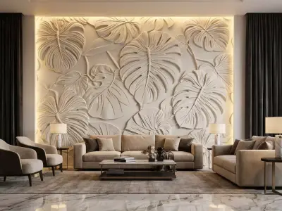 modern panel wall decor set relief stl mural CNC 251 3D model