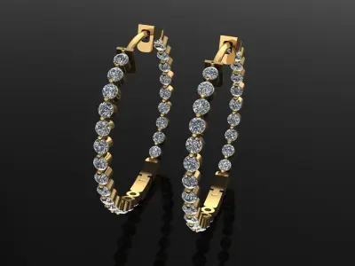 Diamond hoop earrings nice design 3D print model