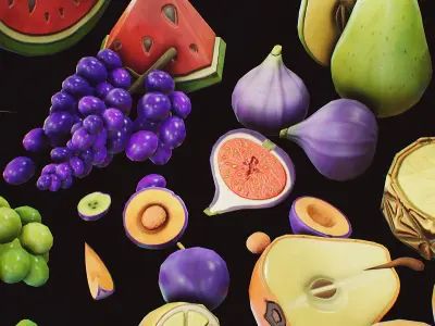 Stylized Fruits Pack 01 Low-poly 3D model
