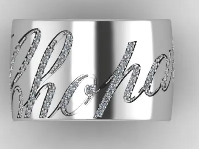Chopard diamond ring with gems 3D print model