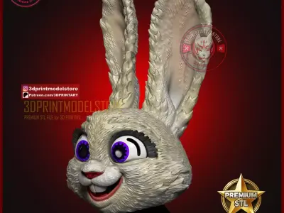 Judy Rabbit Cop Head Mask - Zootopia Cosplay Props 3D print model