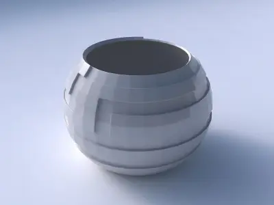 Bowl spheric with sharp ribbons 3D print model