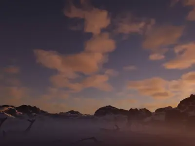 Snowy Mountain Landscape With Skull-Unreal Engine Scene Low-poly 3D model