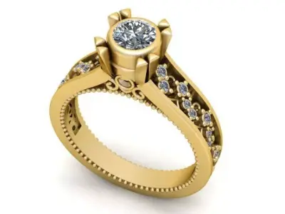 Royal Crown Engagement Ring 3D print model