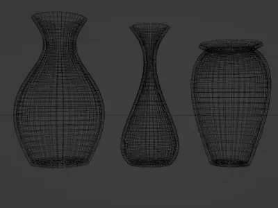 Flower And Vases - 3 colors 3D model Low-poly 3D model