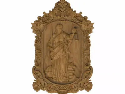 Carved panel painting STL 3D model 13