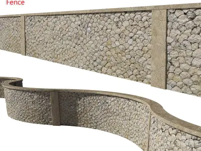 Ultra realistic Stone fence 3D model