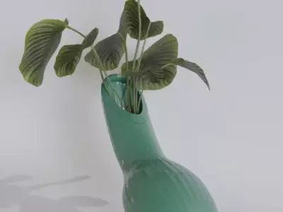 Golden Green Vase Set 05-Organic Flow Design 3D model