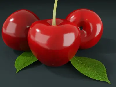 Fresh Cherry Low-poly 3D model