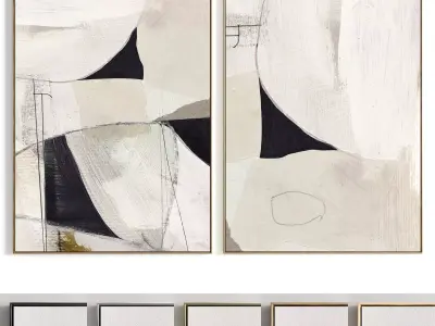 Plaster Two Photo Frame 393 Low-poly 3D model