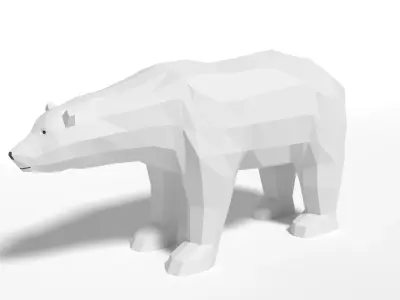 Low Poly Cartoon Polar Bear Low-poly 3D model