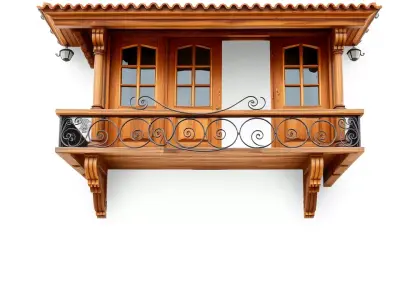 Rustic Wooden Balcony model pack Low-poly 3D model