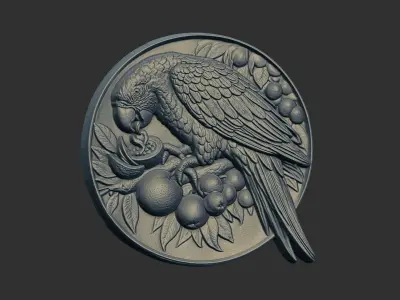 parrot round frame baserelife model 3D print model