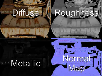 Vintage Ornamental Fountain Model Pack for Decoration Low-poly 3D model