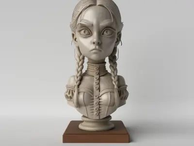 Wednesday Addams Bust The Addams Family 3D Sculpture 3D print model