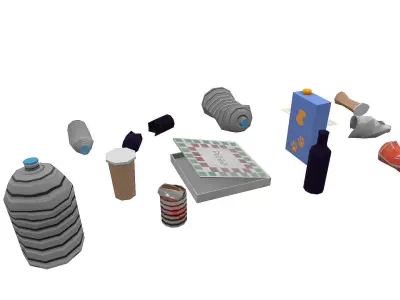 Trashes kitchen Free low-poly 3D model