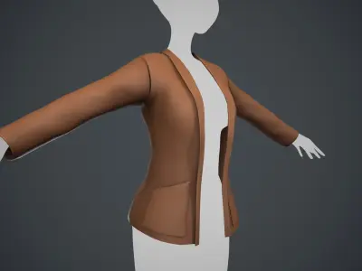 Female Brown Jacket Style 2 Low-poly 3D model