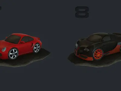 Cartoon car pack Low-poly 3D model 3D model