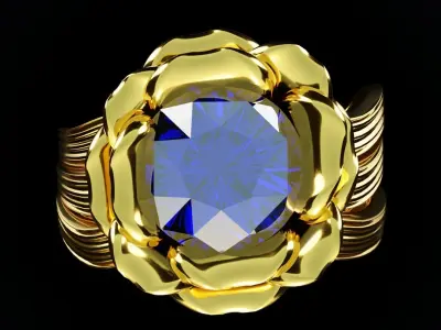 Rose flower rings 3D model set 3D model