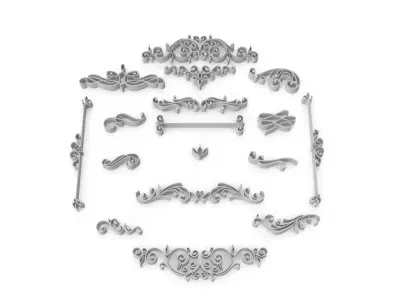 Ornate Swirls 03 Set  3D model