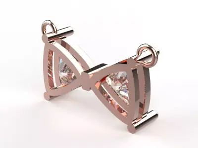 Rose Gold Bow Tie stl 3dm Pendant with Trillion Diamonds jp0308 3D print model