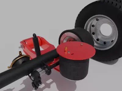 Trailer Air Suspension Ridewell 240 - Lowboy  trailer Low-poly 3D model