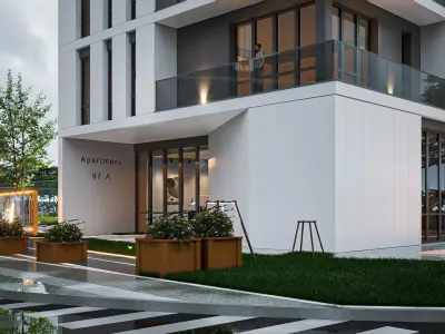 Apartment building Low-poly 3D model