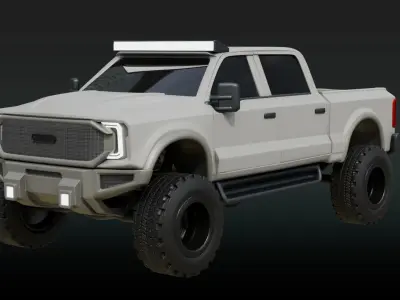 Current White 4X4 Truck Low-poly 3D model