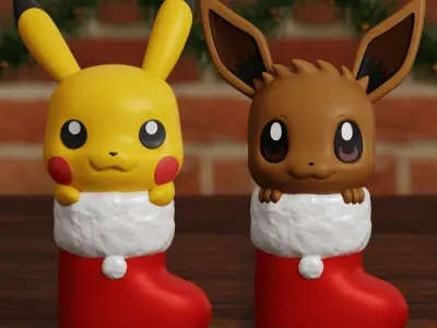 Eevee Pikachu Stocking Xmas Tree Ornaments Decoration 3D print model