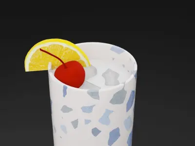 Cherry Lemon Cocktail Low-poly 3D model