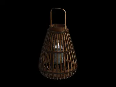 Large Slatted Wood Floor Lantern 3D model