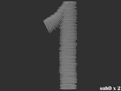 EmbroideryCG Font English03A 3cm  ZBush Tools 3D model