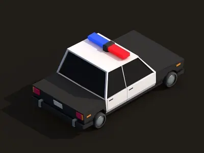 Cartoon Low Poly Police Car 3D model