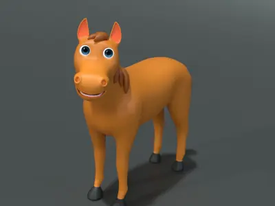  Horse 3D Model cartoon Low-poly 3D model