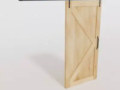 Wooden slide door 3D model